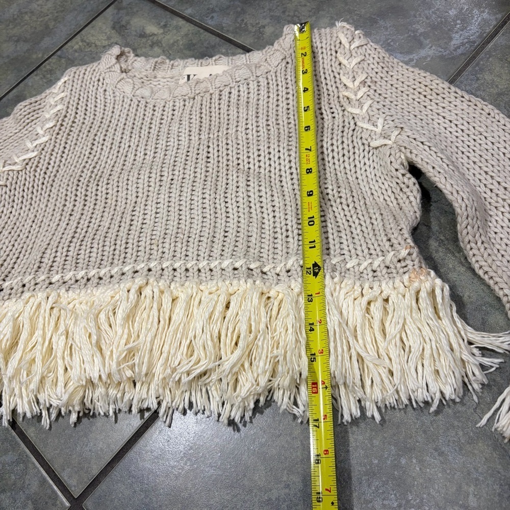 For Love & Lemons Knitz Denver Fringe Crop Sweater Sz M Boho Whimsical Grunge - Picture 13 of 13